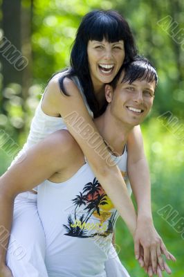 a young couple having fun in the park