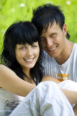 a young couple having fun in the park