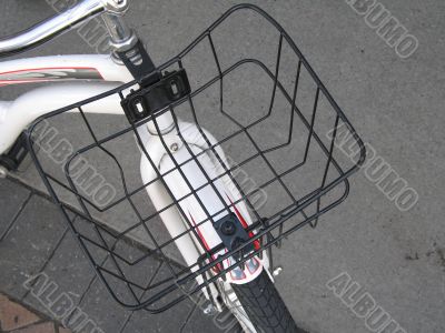 white bicycle basket
