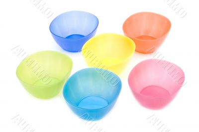 Plastic plates closeup