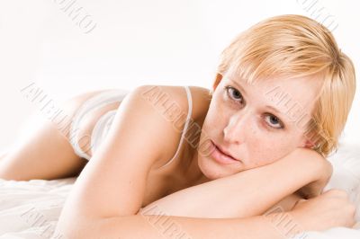 Beautiful blond in lingerie looking at you Beautiful blond in lingerie looking at you