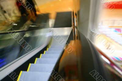 blurred escalator