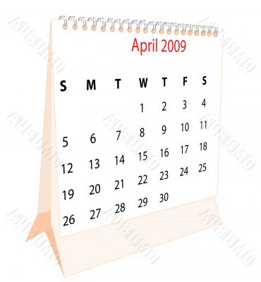 Calendar of a desktop 2009 for April Calendar of a desktop 2009 for April