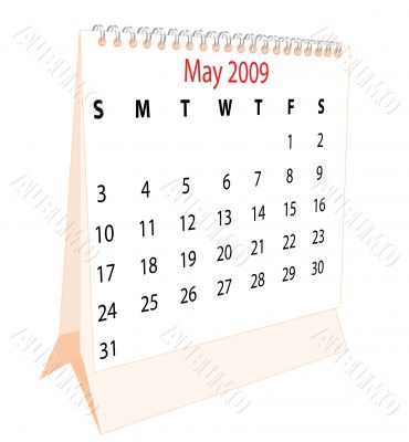 Calendar of a desktop 2009 for May