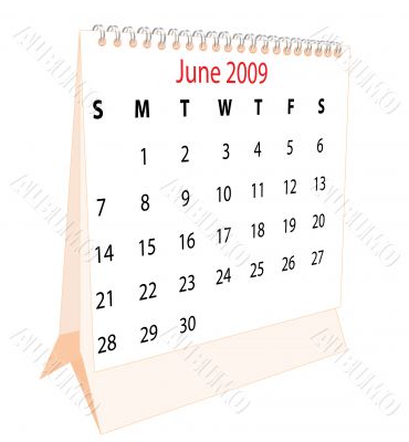 Calendar of a desktop 2009 for June