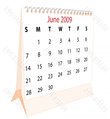 Calendar of a desktop 2009 for June Calendar of a desktop 2009 for June