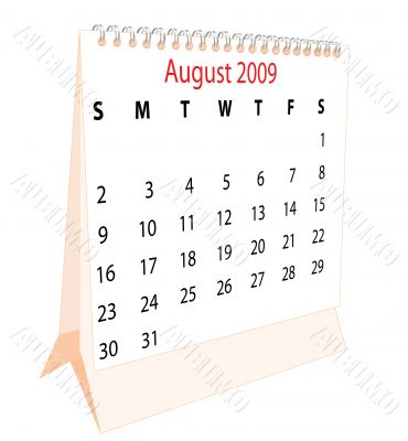 Calendar of a desktop 2009 for August