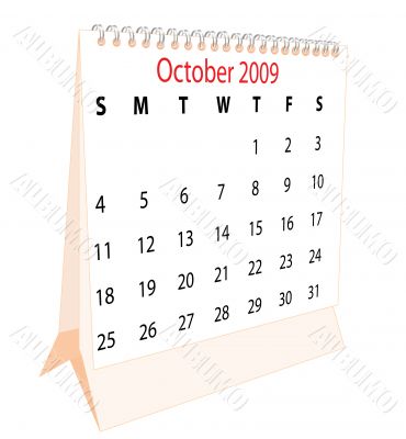 Calendar of a desktop 2009 for October