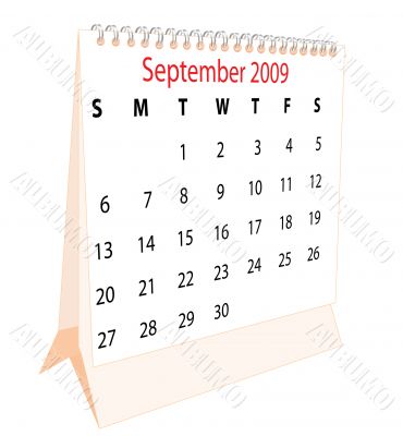 Calendar of a desktop 2009 for September