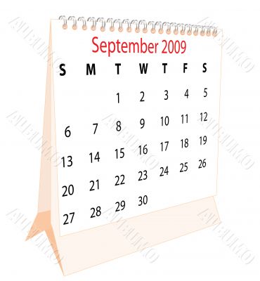Calendar of a desktop 2009 for September Calendar of a desktop 2009 for September