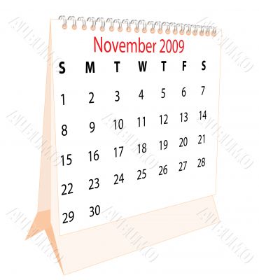 Calendar of a desktop 2009 for November
