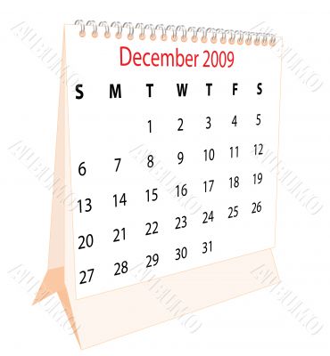 Calendar of a desktop 2009 for December
