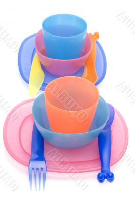 Set of Color plastic ware