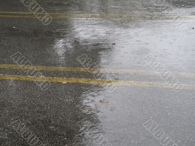 heavy rain on the street