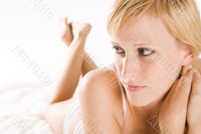 Beautiful blond in lingerie looking aside Beautiful blond in lingerie looking aside