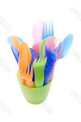 plastic fork in cup