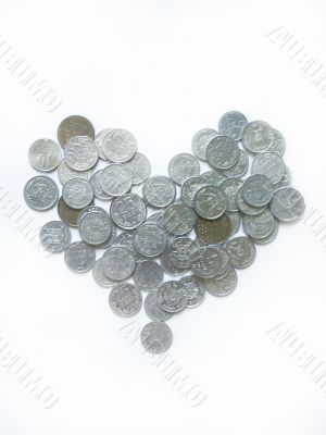 Heart made of some coins