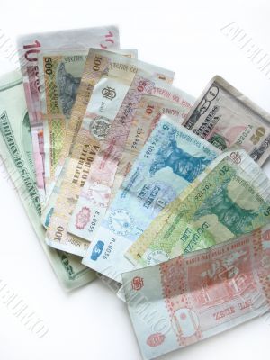 Dollars and moldavian banknotes