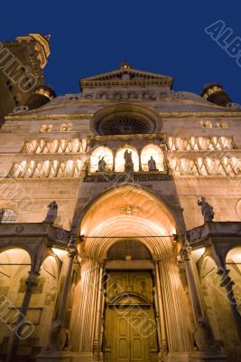 Cremona, the illuminated cathedral at night