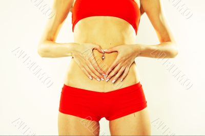 Woman In Red Active Wear