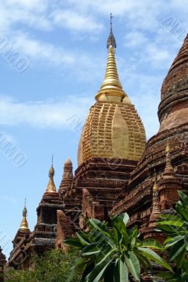 Brick pagoda with golden spire