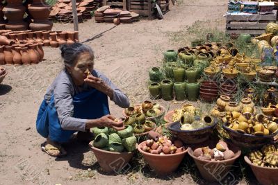 Woman with pottery