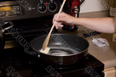 Food being cooked in pan