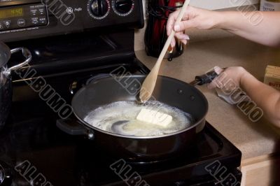 Food being cooked in pan