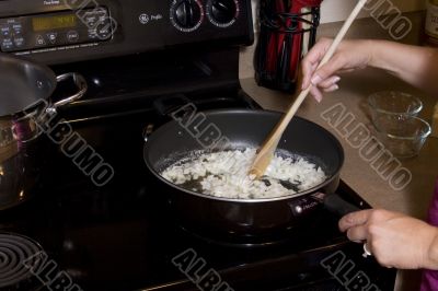 Food being cooked in pan