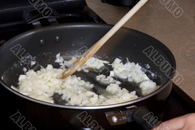 Food being cooked in pan