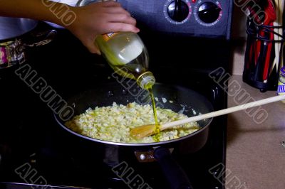 Food being cooked in pan