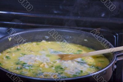 Food being cooked in pan