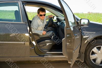 man in the car