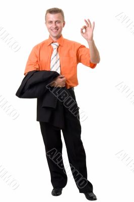 smiling businessman with O.K.