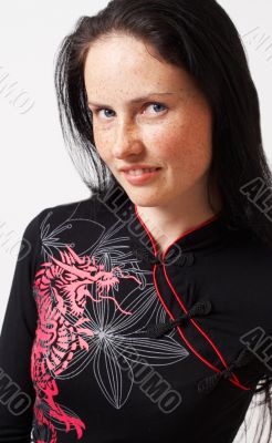 Portrait of beautiful brunette woman