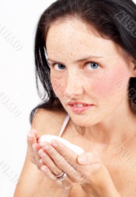 Portrait of beautiful brunette woman
