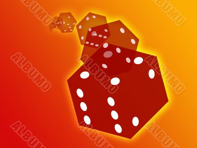 Rolling red dice illustration