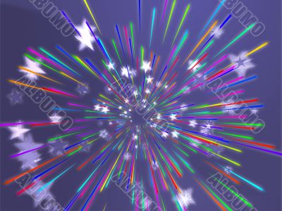 Bursting flying stars illustration
