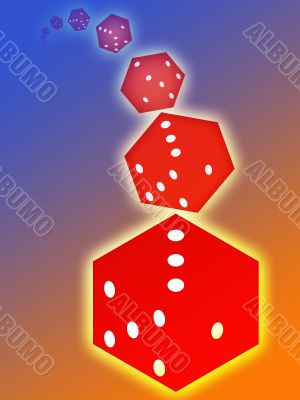 Rolling red dice illustration