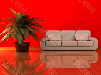 Interior of a living room. 3D image.