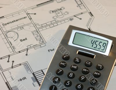Calculator and a house plan