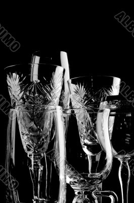 crystal glass on black close up