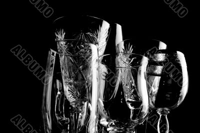 crystal glass on black closeup