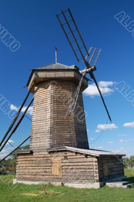 Windmill under blue sky in russia