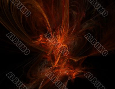 Red flame storm in dark space