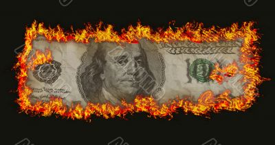 burning old hundred banknote