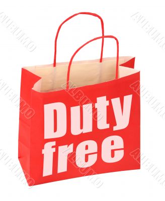 paper bag with duty free sign