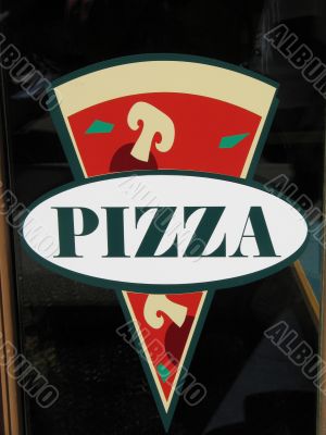 pizza sign in a window
