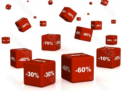 Red boxes with the goods at a discount Red boxes with the goods at a discount