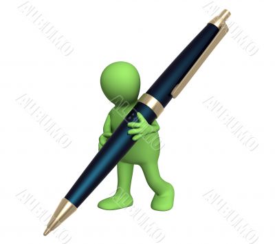 3d puppet with a pen